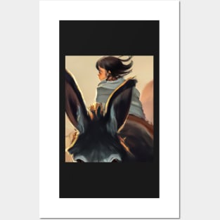 Girl Facing Backwards on a Donkey Greeting Card Posters and Art